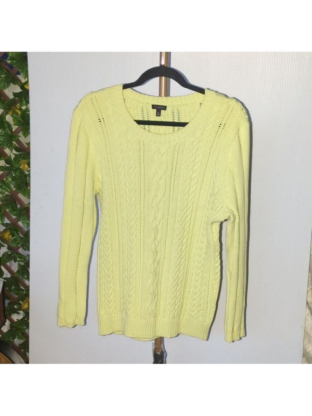 Talbots Cable Knit Sweater XL Yellow Cotton Blend - Picture 7 of 7